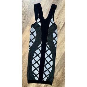 Nux Black & Gray Bodycon Sleeveless Knit Dress Breathable Lightweight Sz Sm NWOT